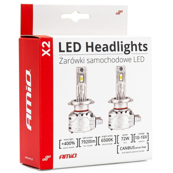 Kit Led H8 / H9 / H11 Amio X2 Series Canbus 72W 02974